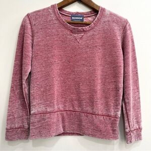 MONROW Supersoft Crewneck Sweatshirt in Distressed Vintage Red XS